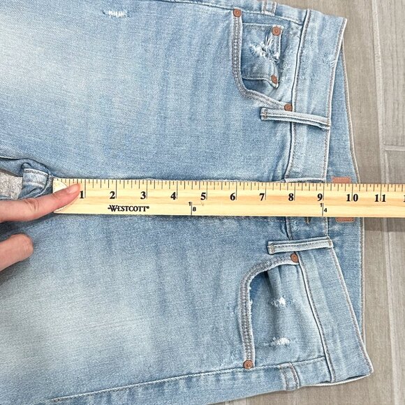 Mother Mid-Rise The Weekender Distressed Flare Jeans in Free Hugs Light Wash - Picture 10 of 14